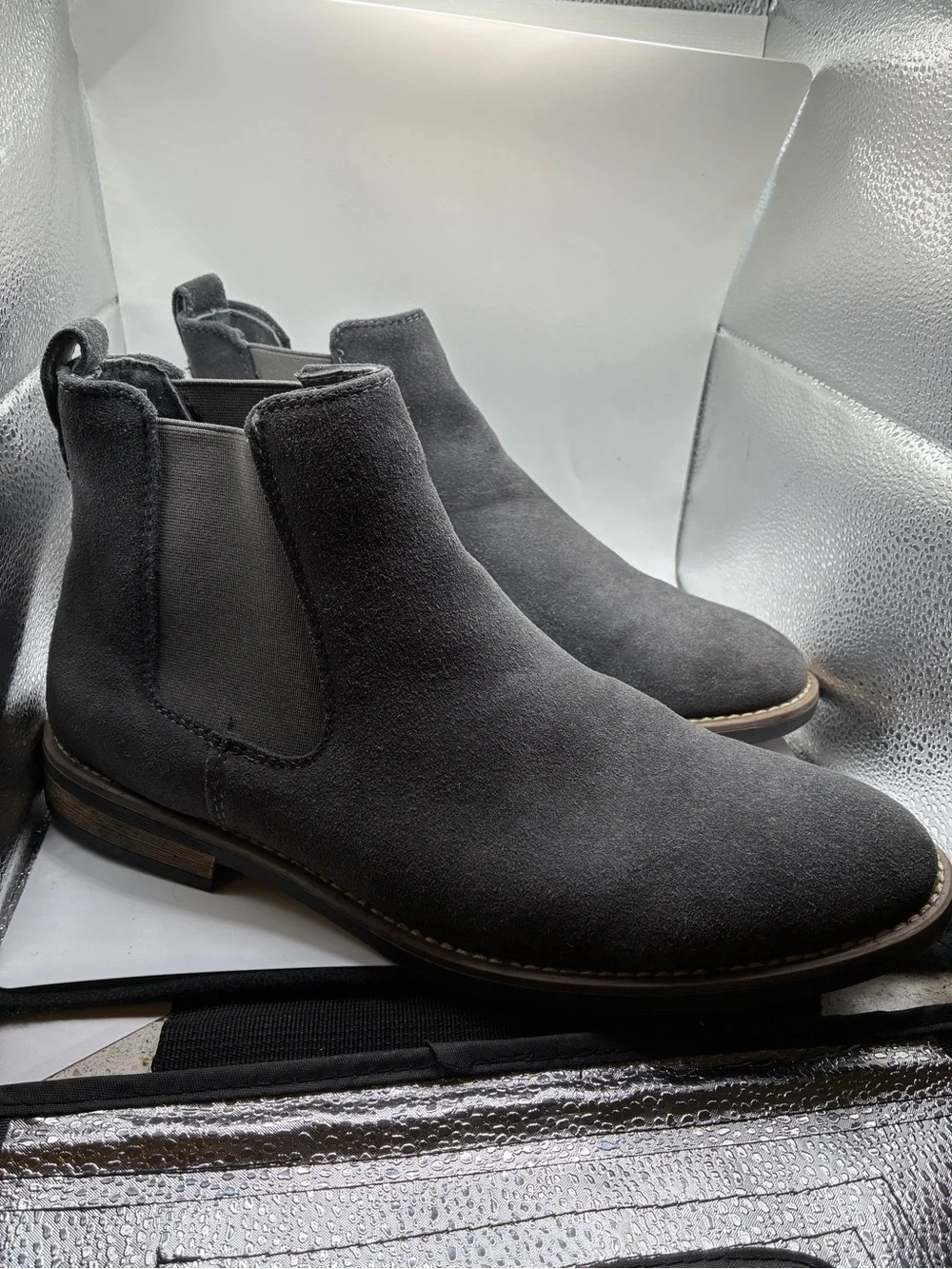 Bruno Marc Gray Suede Leather Chelsea Boots Men’s Size 9.5